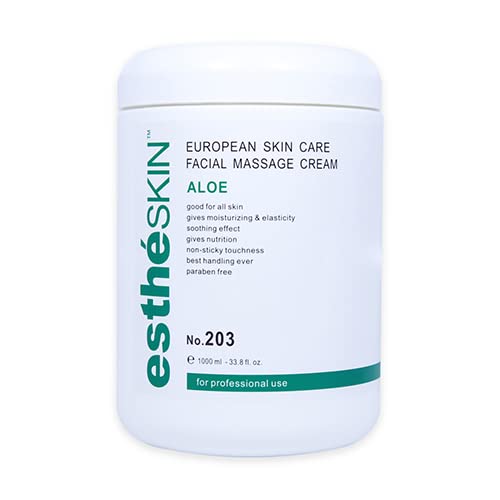 estheSKIN Aloe Facial Massage Cream 1000ml bottle with smooth texture for easy application and hydration.