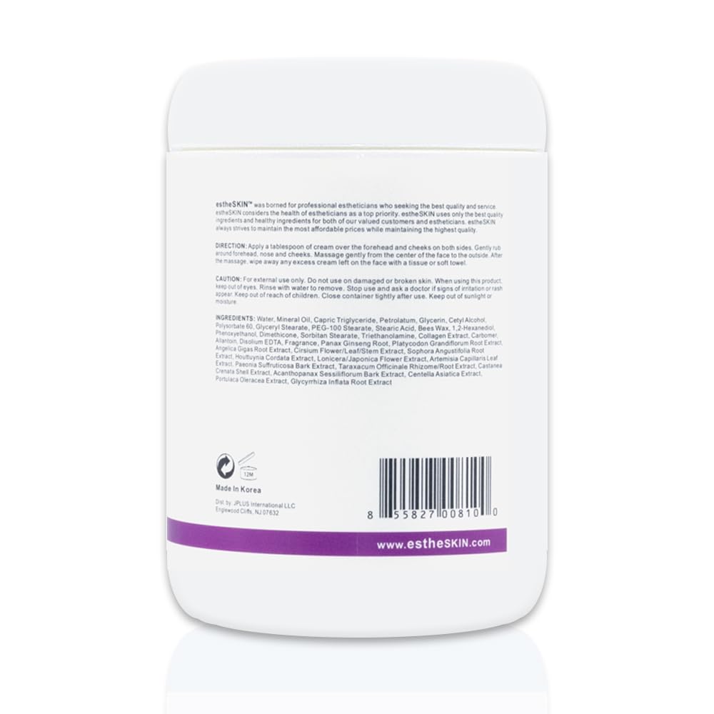Hand applying estheSKIN Collagen Facial Massage Cream for lifting and firming effects.