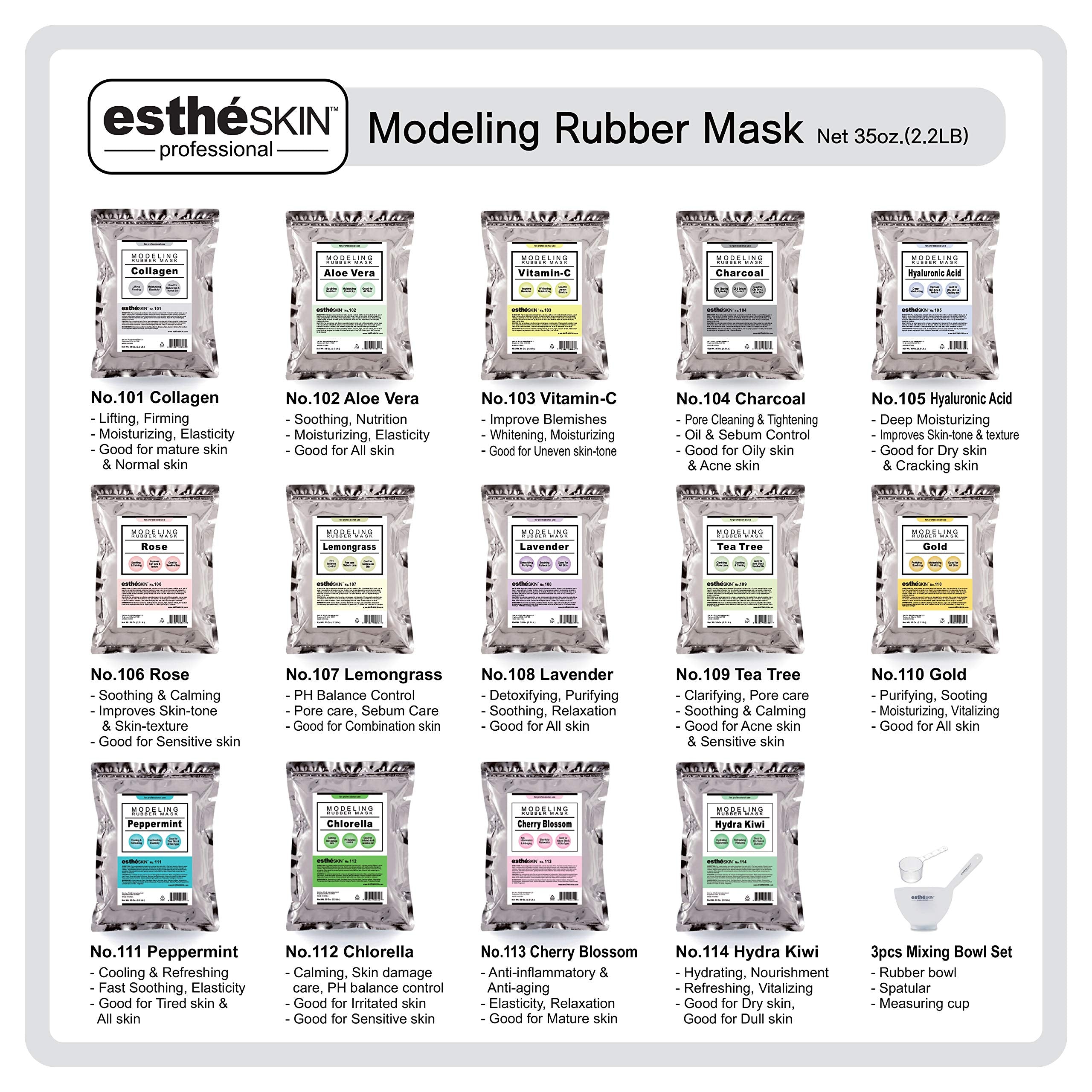 estheSKIN No.101 collagen peel mask complete setting shows the mask in place for firming
