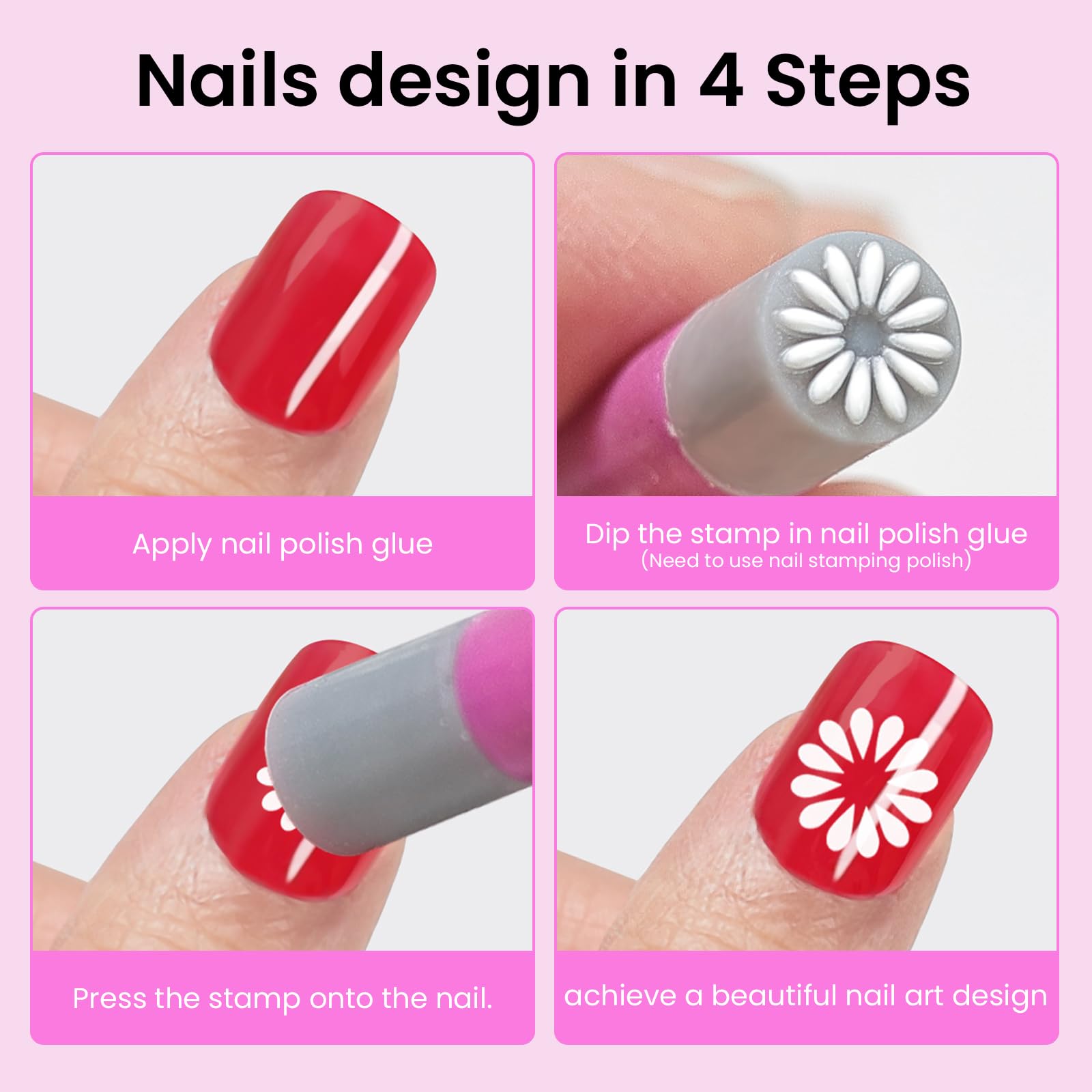 ESUOHYM nail stamp pen rose red pack for quick manicures.