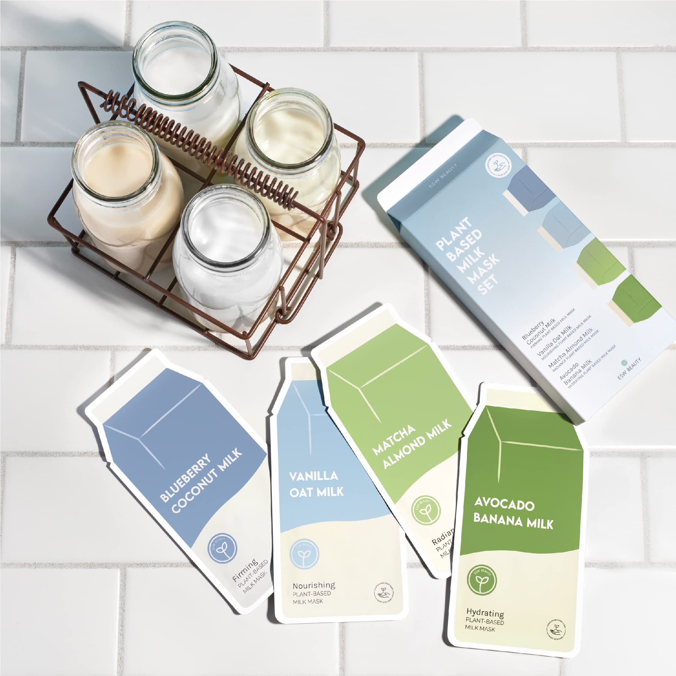 ESW Beauty Milk Face Mask application-on-face demonstrates easy, even coverage.