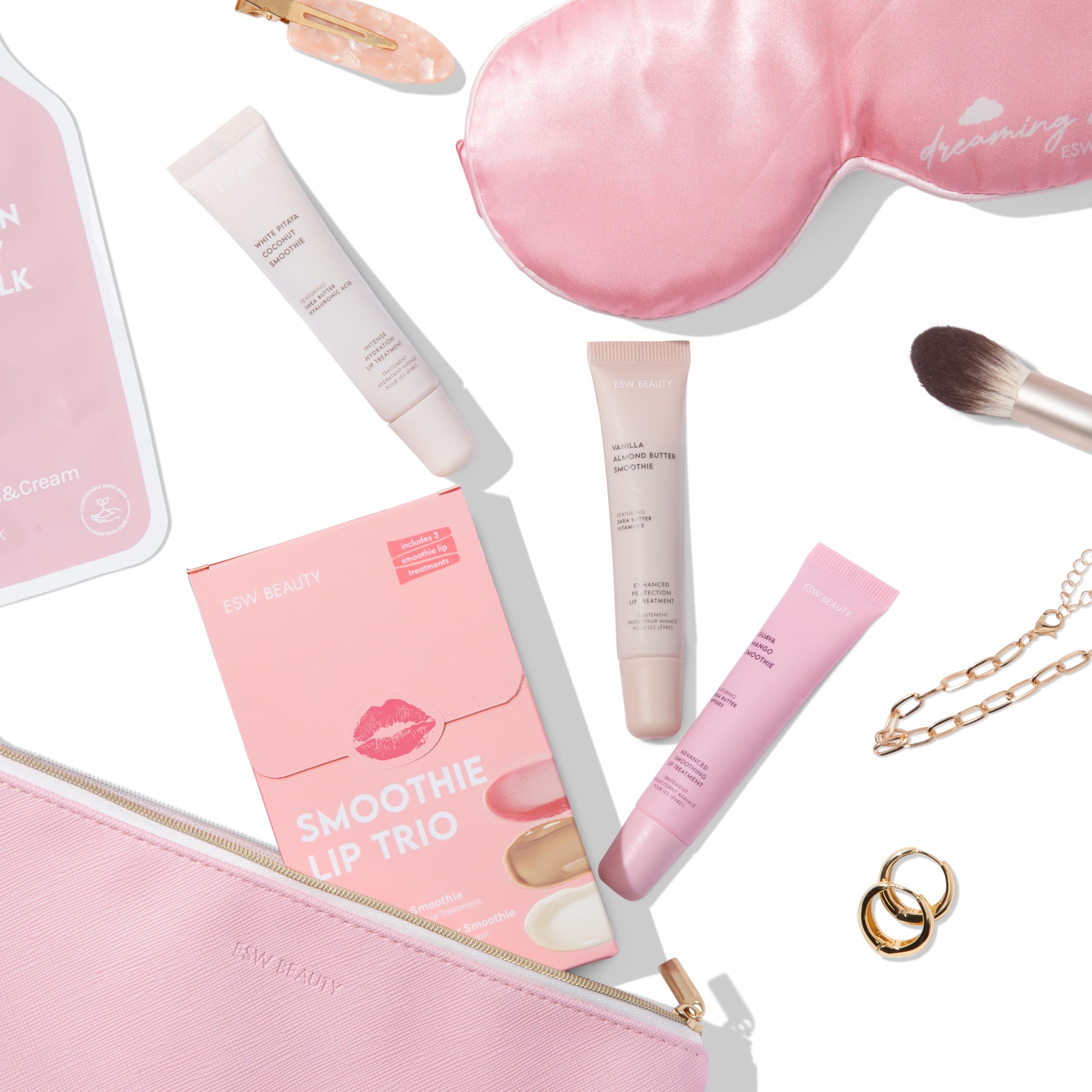 Color swatch of ESW Beauty Smoothie Lip Treatment set with moisturizing benefits