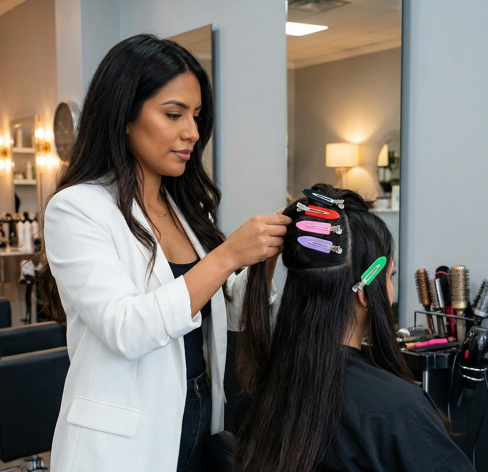 Eswala hair setting clips help create waves and sections easily.