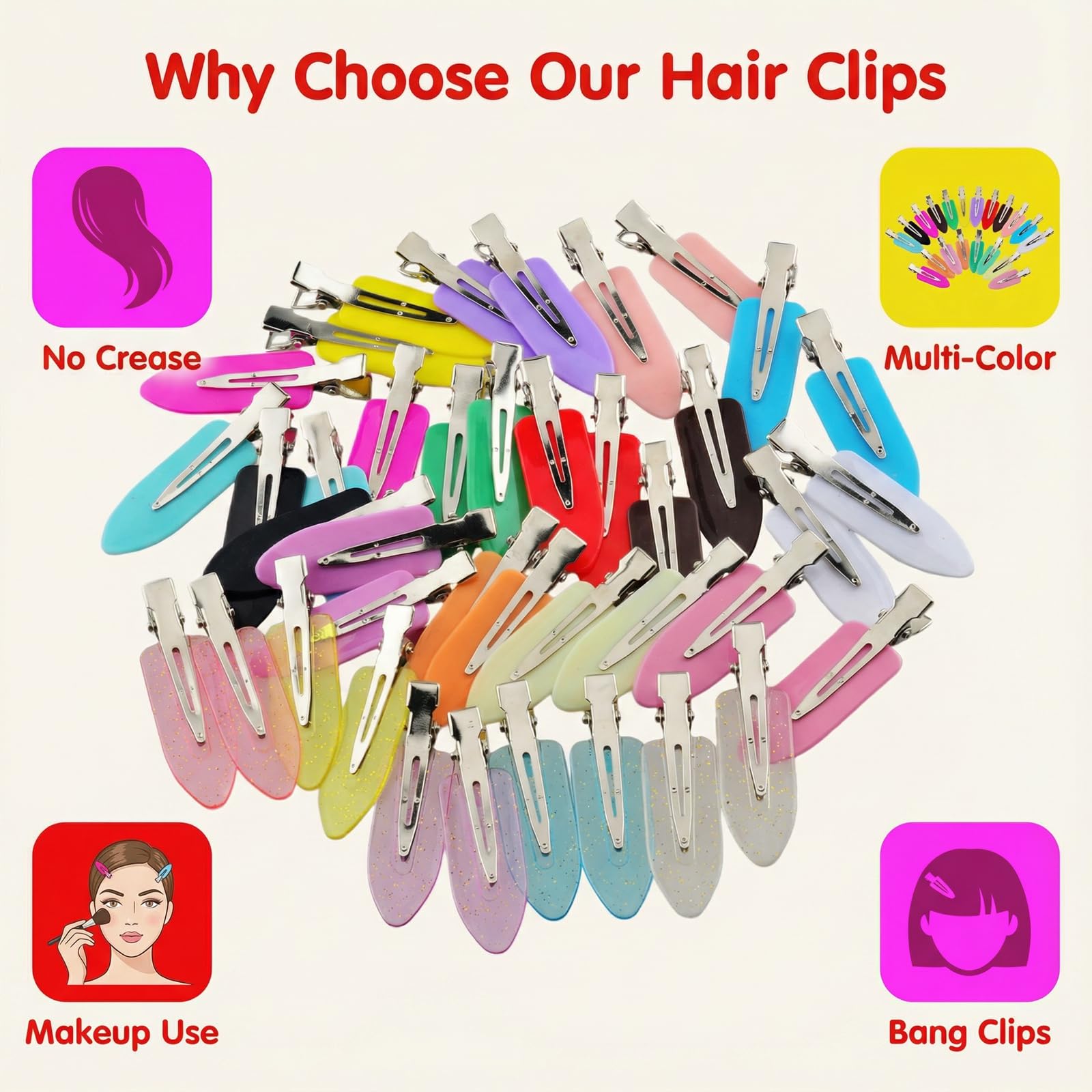 Eswala makeup skincare clips keep hair away from face during application.