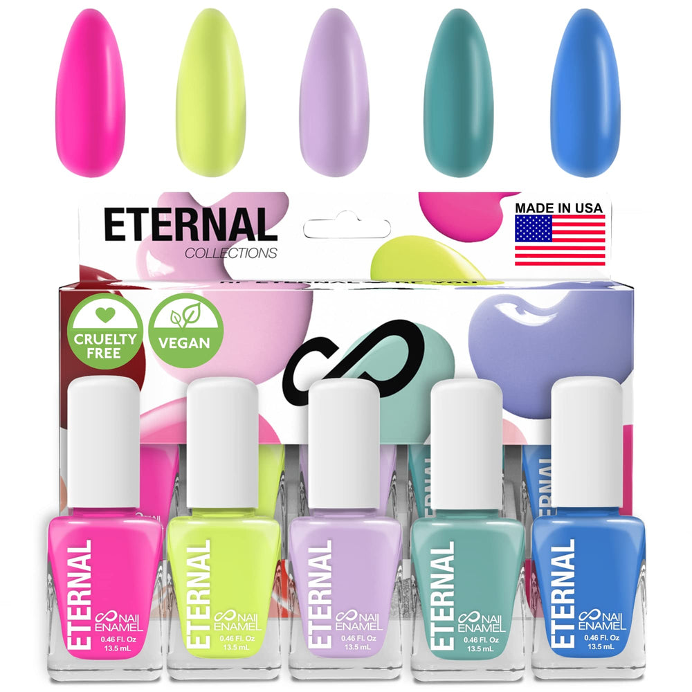 Eternal 5-color nail polish pink swatch for vibrant, quick-dry manicure