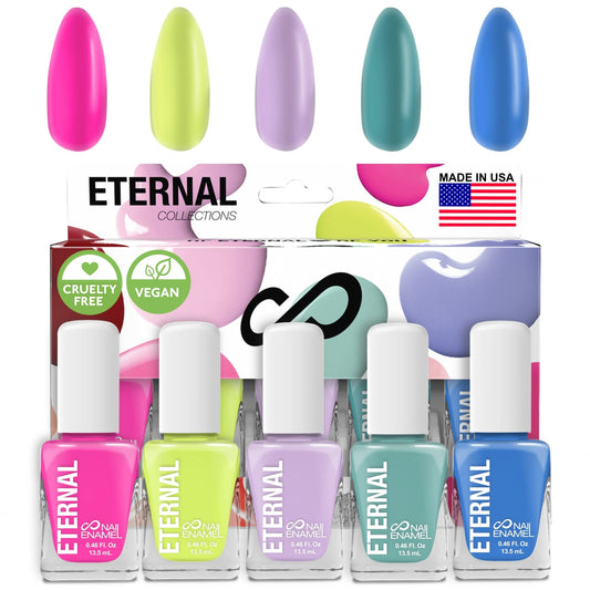 Eternal 5-color nail polish pink swatch for vibrant, quick-dry manicure