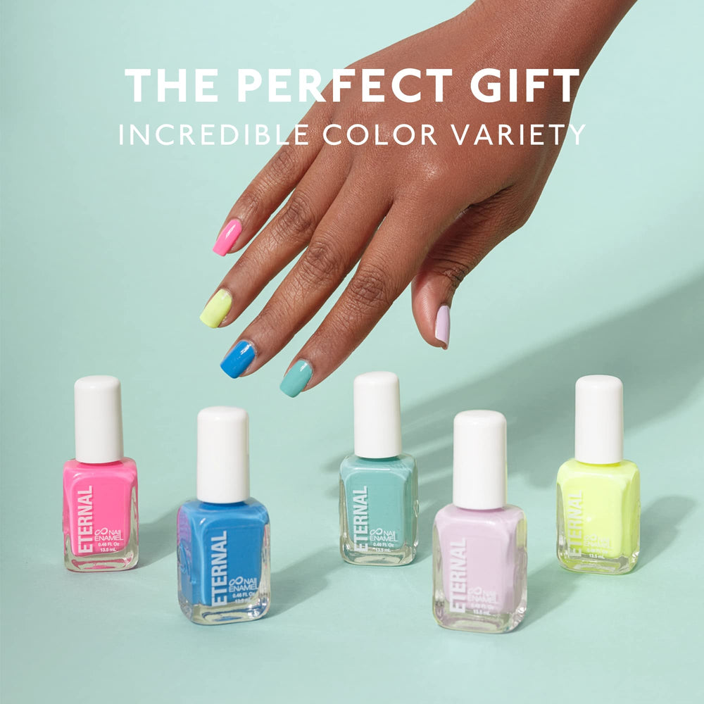Eternal 5-color nail polish yellow swatch for bright, high-coverage nails