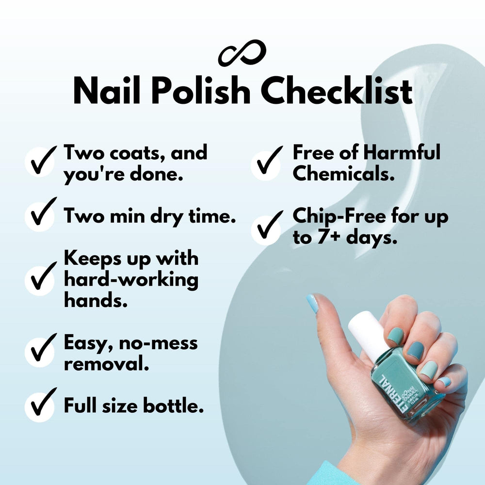 Eternal High Gloss Finish polish on nails for a brilliant shine