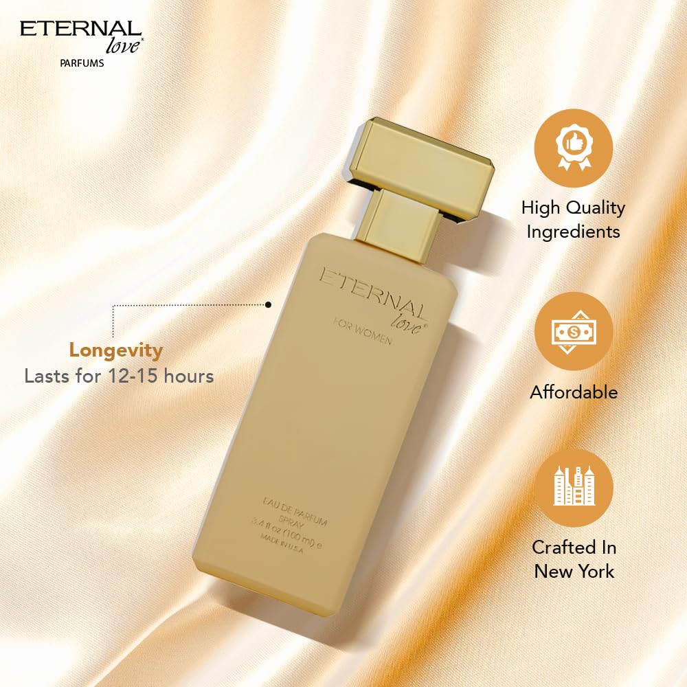 Eternal Love base notes sandalwood, musk, amber add lasting depth