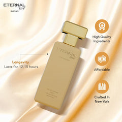 Eternal Love base notes sandalwood, musk, amber add lasting depth