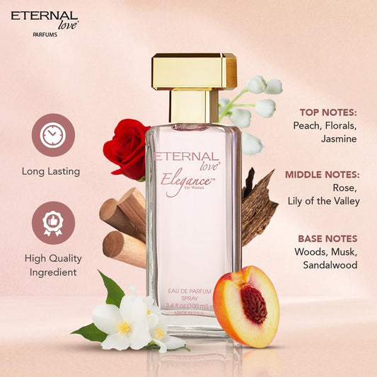 Eternal Love bottle cap close-up, premium design signaling refined fragrance quality.