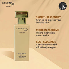 Eternal Love bottle with fragrance swirl for versatile daytime and evening wear.