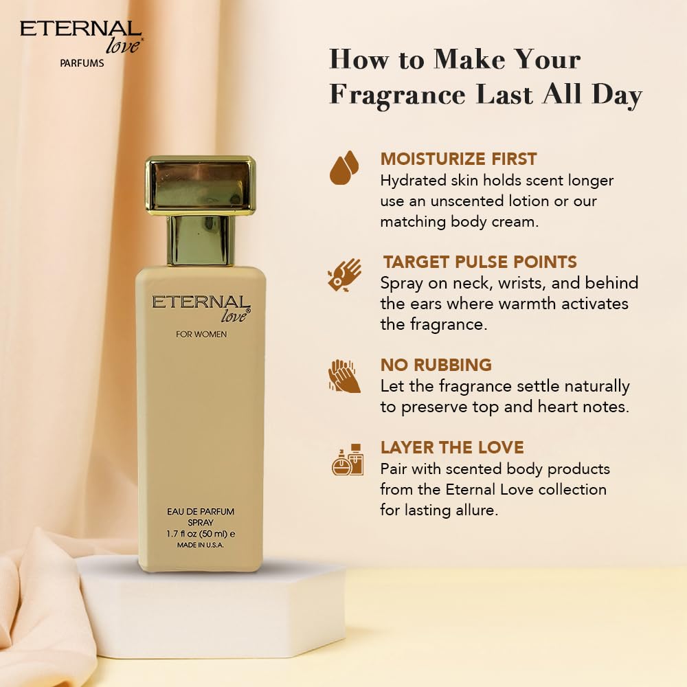 Eternal Love 1.7oz EDP bottle highlights travel-friendly size for on-the-go.