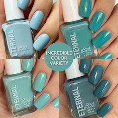 Eternal Mindfulness Nail Polish Palette with soft blue shades for versatile styling