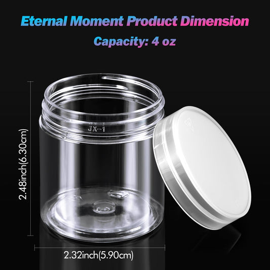 Eternal Moment wide-mouth jars store lotions and creams securely with airtight lids.