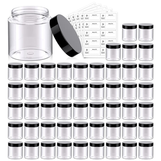 Eternal Moment 50pack 4oz jars with black lids for easy content viewing