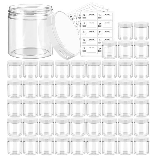 Eternal Moment 4 oz jars with clear lids for easy product display and sampling.