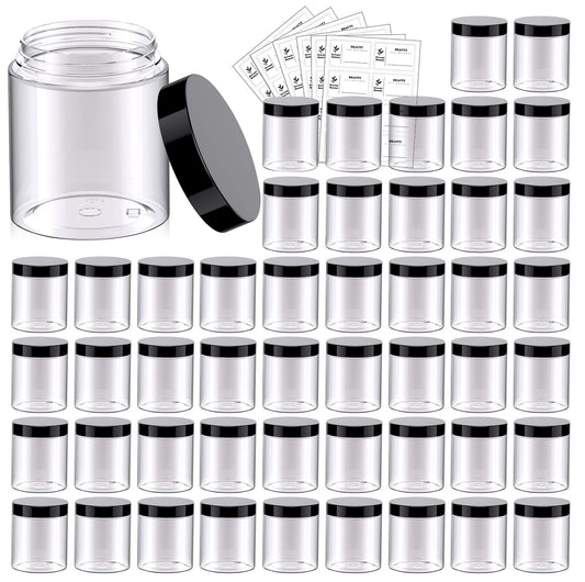 Eternal Moment 8oz clear jar with black lid for cosmetics and samples
