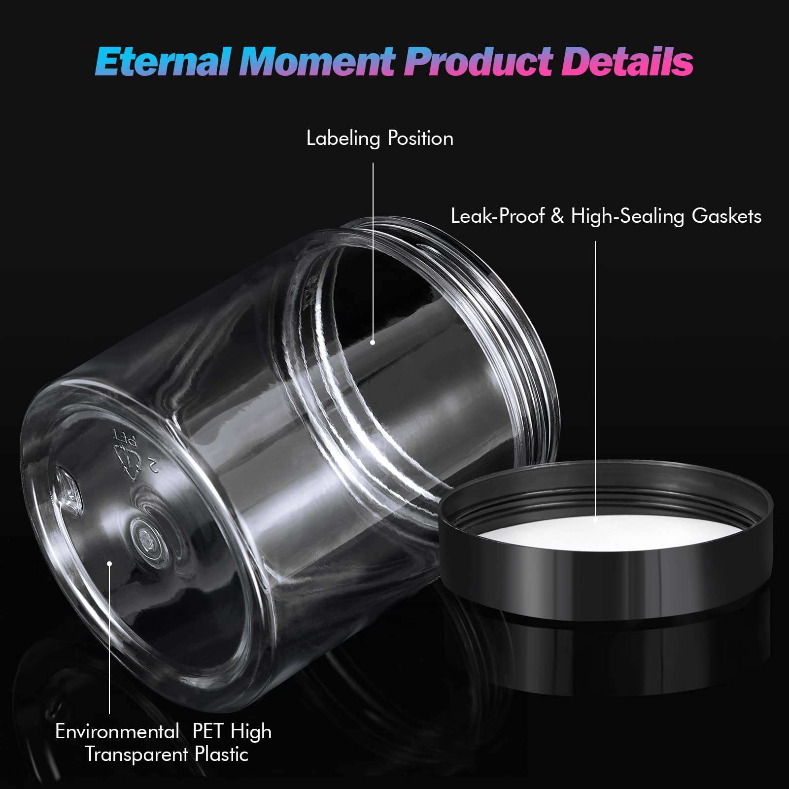 Eternal Moment BPA-free PET jar keeps contents safe and clear
