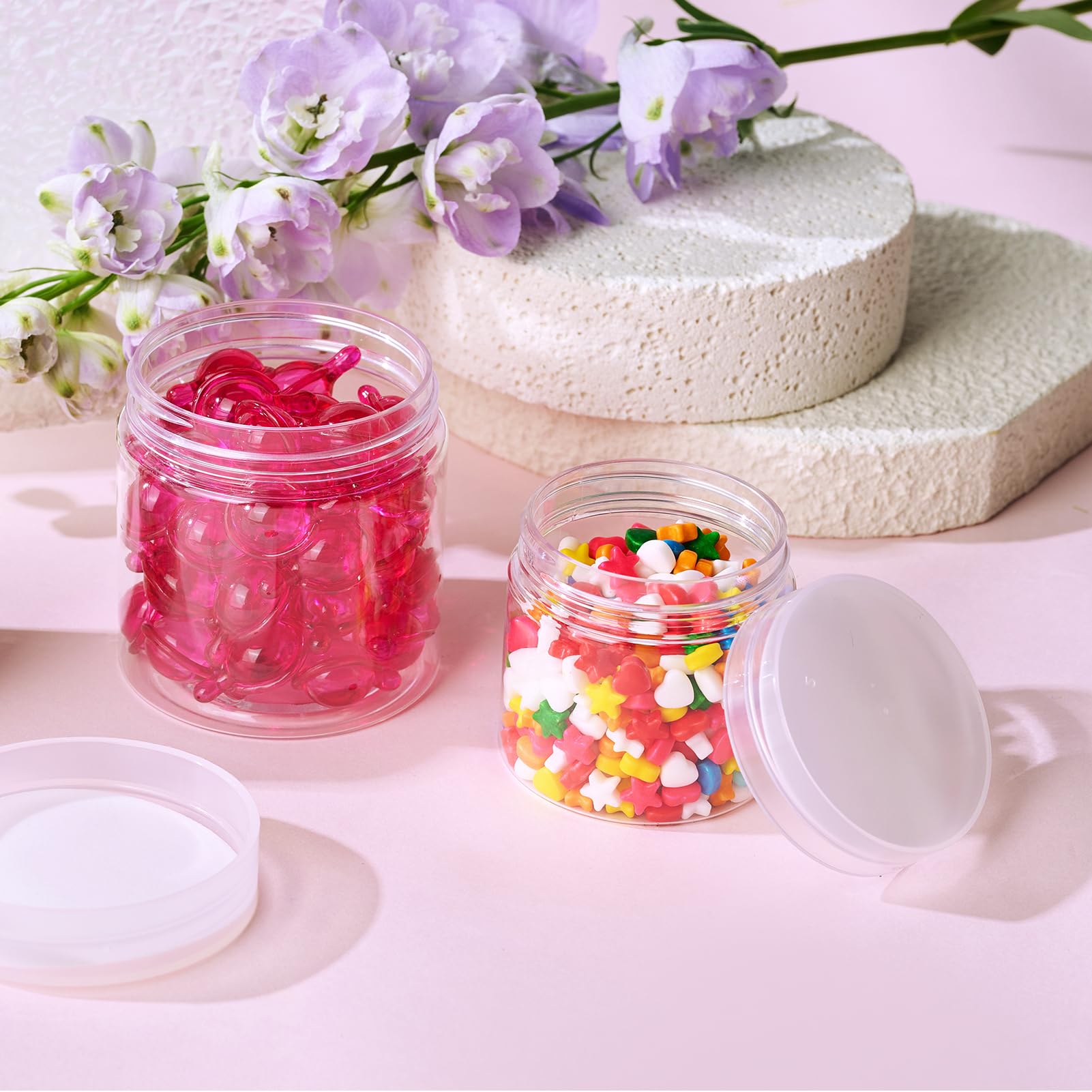 Eternal Moment transparent jar close-up highlights shatterproof PET material.