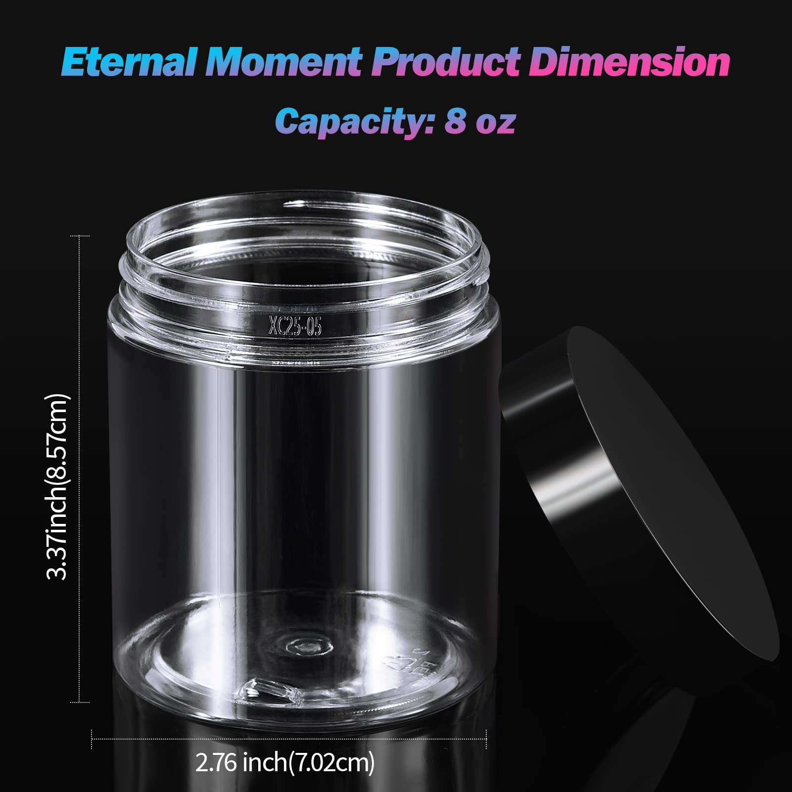 Eternal Moment round plastic jar for easy organization and travel