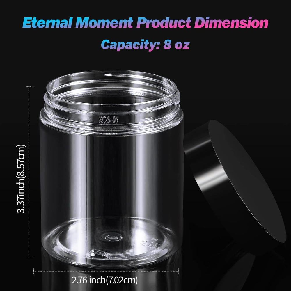 Eternal Moment round plastic jar for easy organization and travel