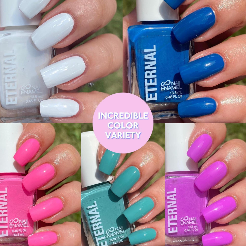 Eternal Nail Polish Crazy Violet 258 swatch showing rich purple shade and shine.