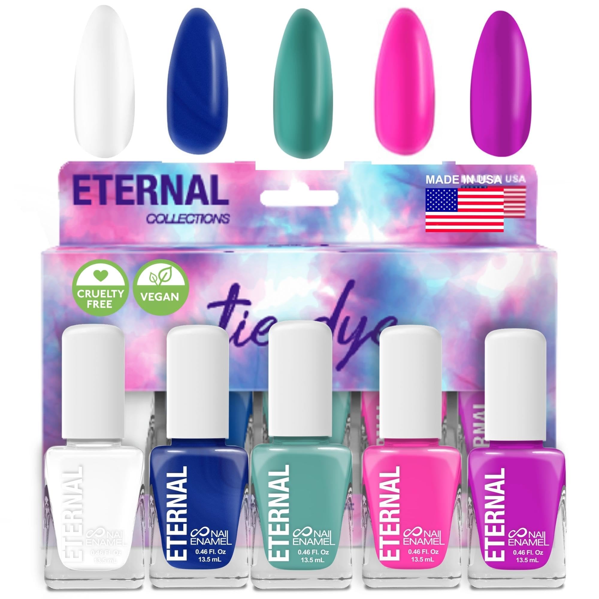Eternal Nail Polish Tie Dye Collection packaging scene for gifting and display.