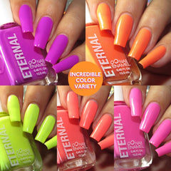 Eternal Neon orange polish for sunny, bold nails and quick wear