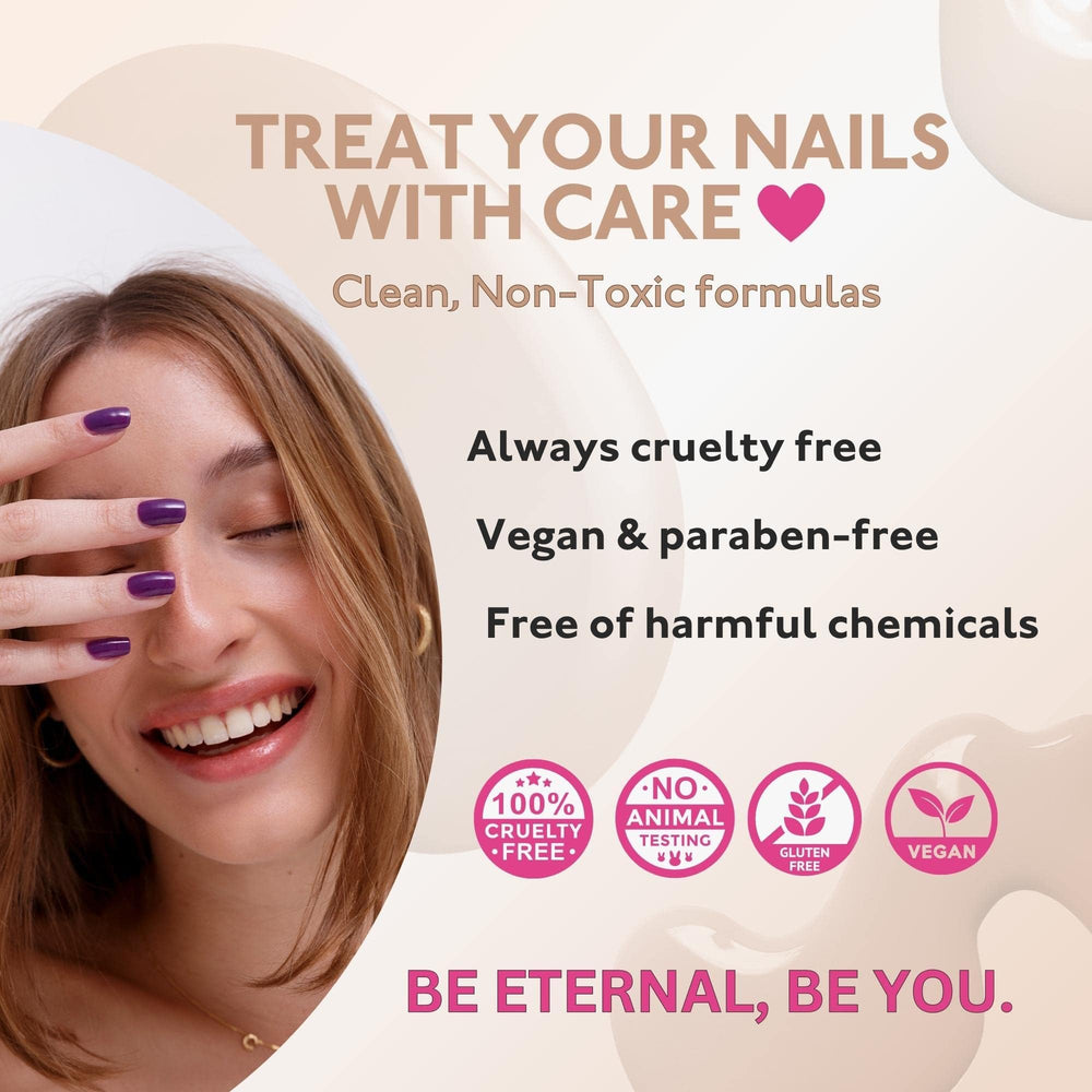 Brush close-up on Eternal Nude Nail Polish Set prepared for smooth application