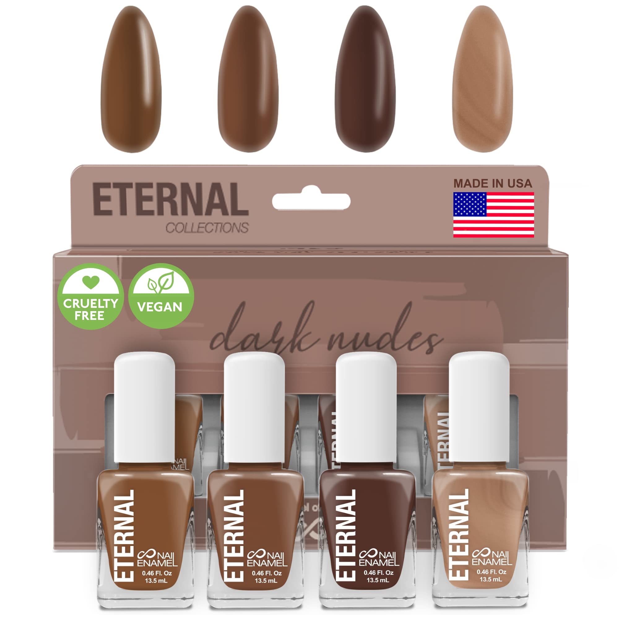 Eternal Nude Nail Polish Set shade 1 bottle in rich brown for at-home manicure
