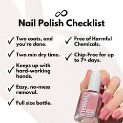 USA-made packaging for Eternal Nude Nail Polish Set emphasizes quality and safety