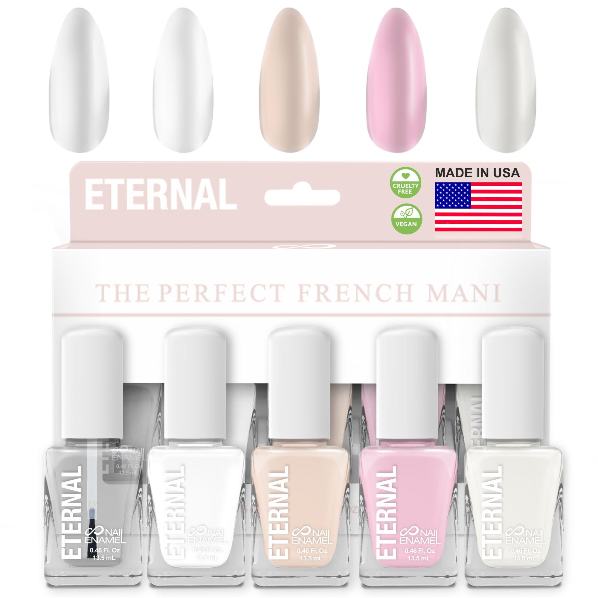 Eternal OH LA LA white nail polish bottle for a crisp, lasting finish
