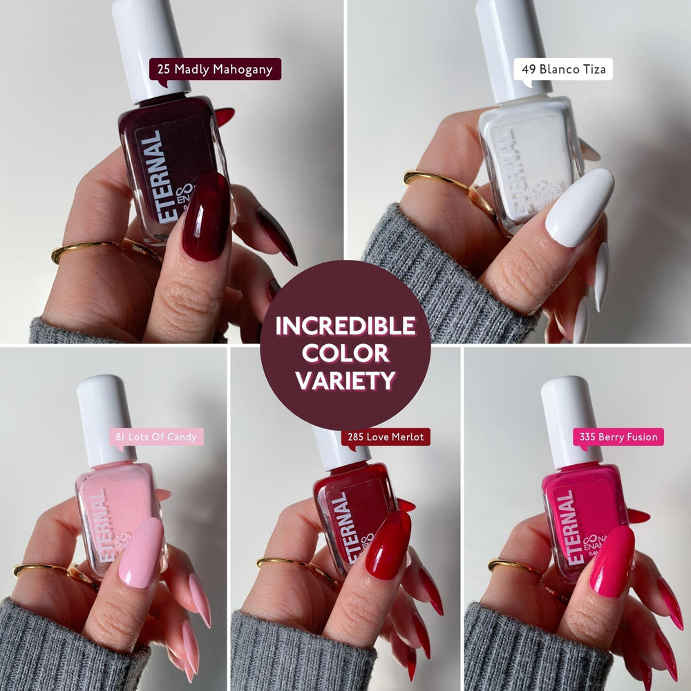 Eternal Pink polish close-up highlights smooth coverage for casual everyday looks
