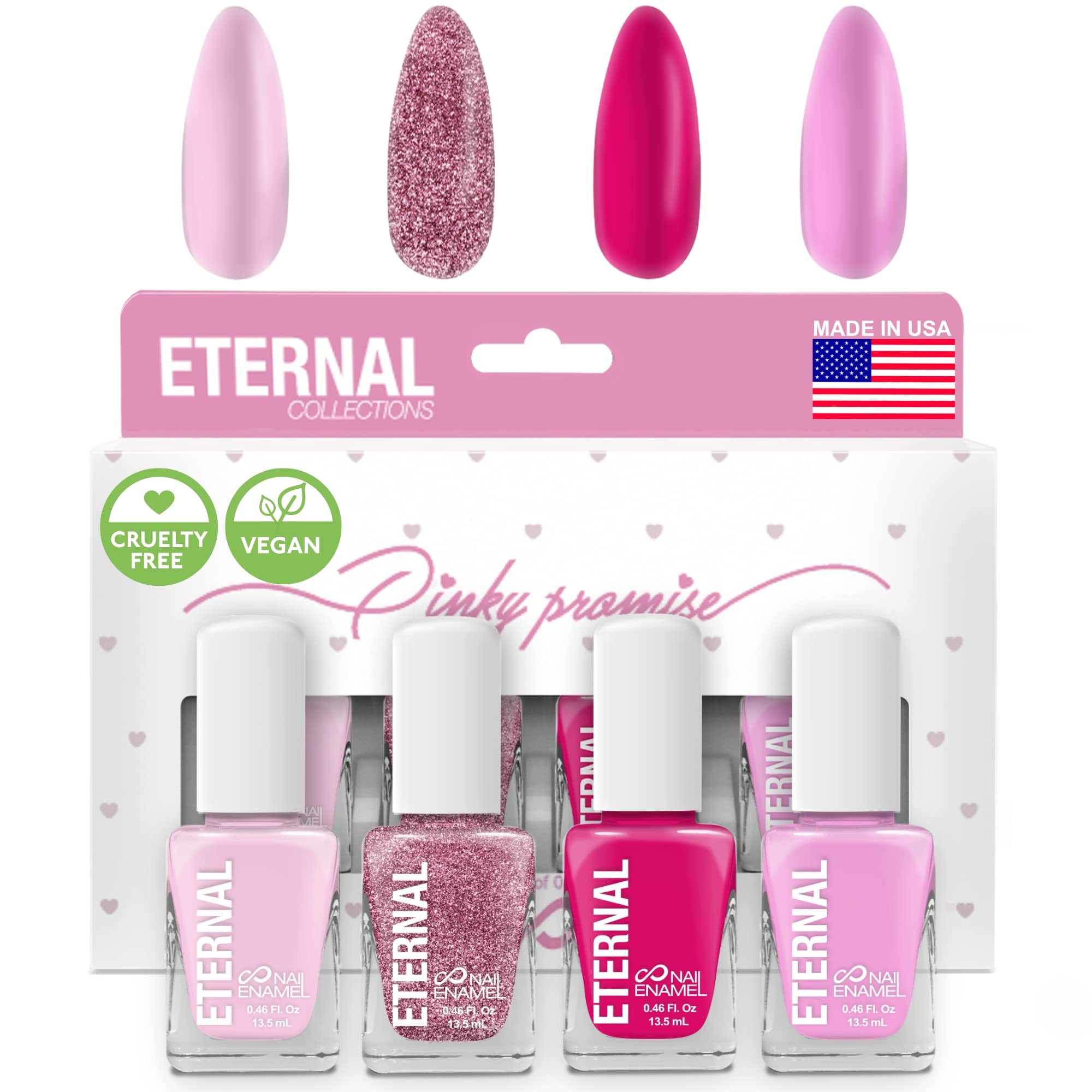 Eternal PINKY PROMISE set of four bottles for versatile home manicures.