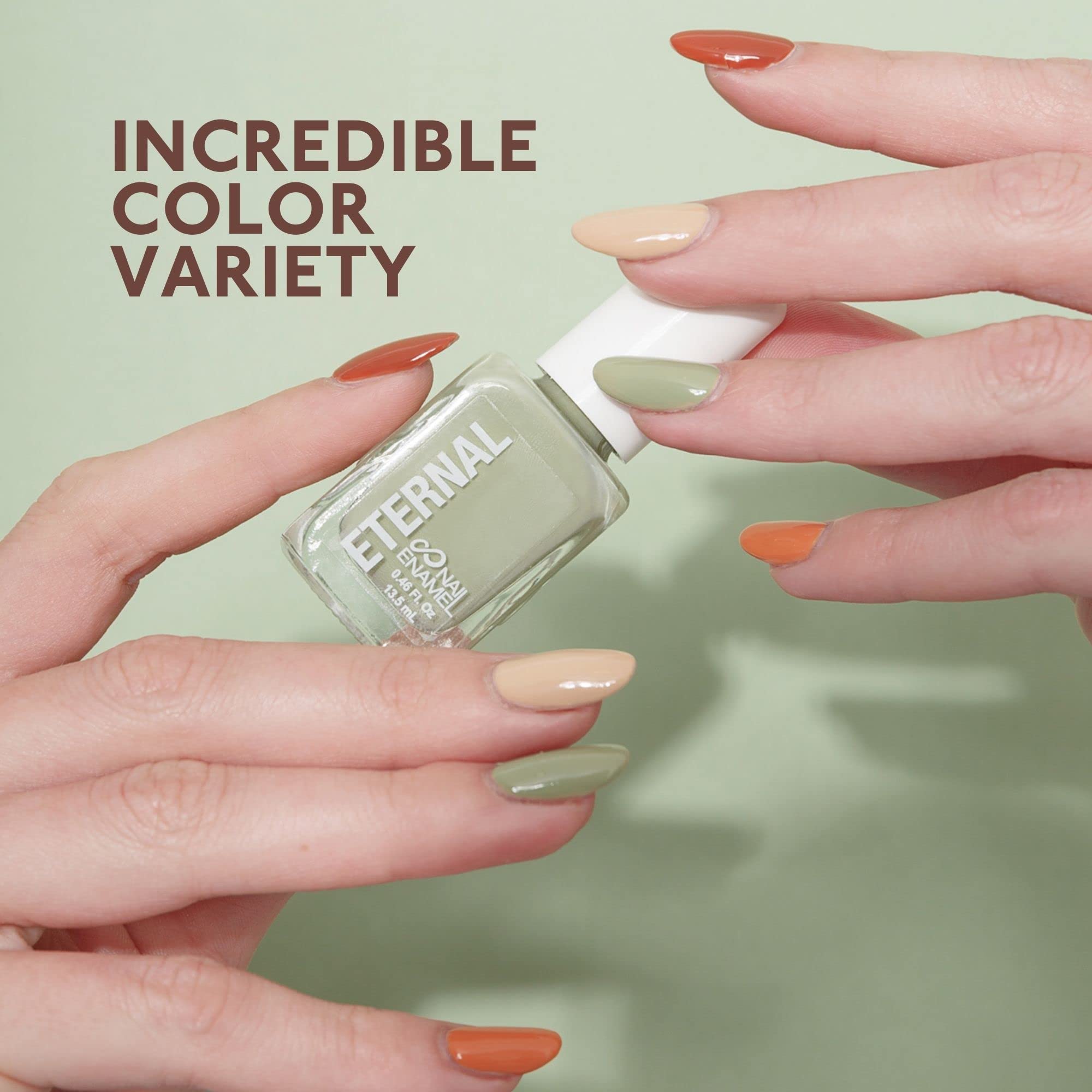 Eternal Safari orange nail polish offers a bold sunny accent.