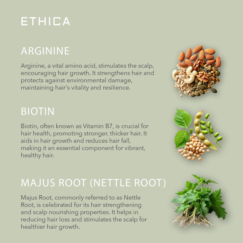 Ethica Beauty Ageless hair closeup—healthier-looking, strengthened strands.