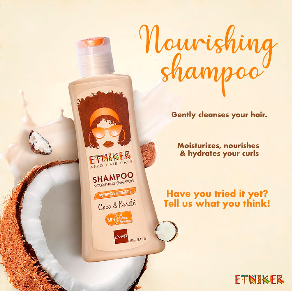 ETNIKER Nourishing Shampoo hands create a smooth, foamy lather for curly textures.