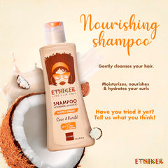 ETNIKER Nourishing Shampoo hands create a smooth, foamy lather for curly textures.