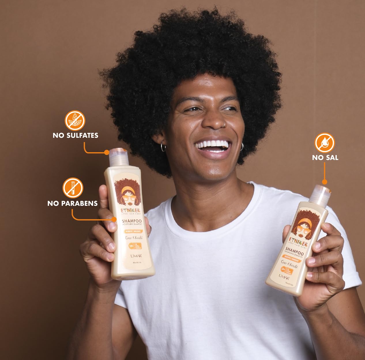 ETNIKER Nourishing Shampoo sulfate-free label highlights gentle cleansing for color-treated curls.