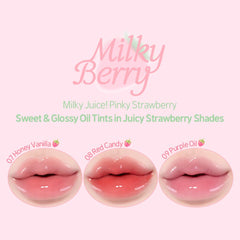 ETUDE Dear Darling Oil Tint 7 Honey Vanilla wand application showing glossy lip finish