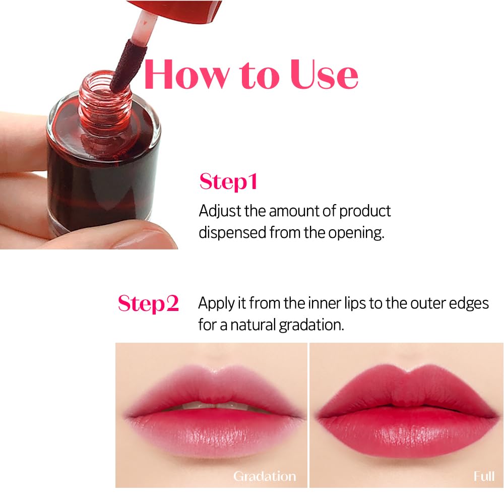 ETUDE Dear Darling Water Tint orange-ade swatch, fresh, juicy finish.