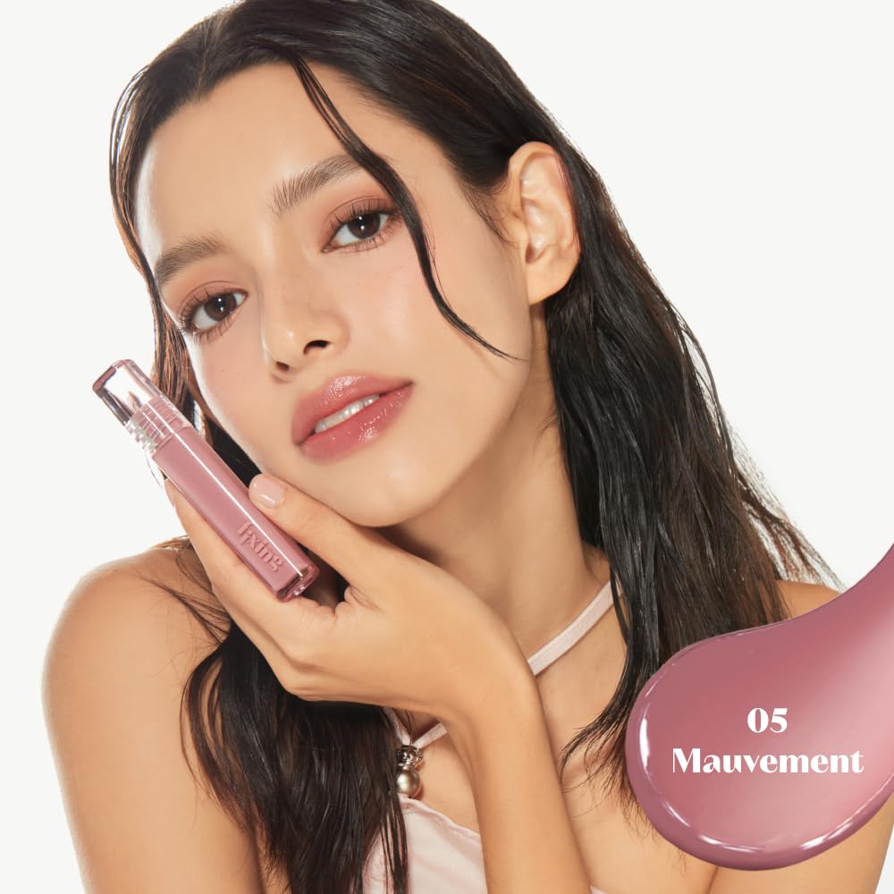 ETUDE Glow Fixing Tint 5 Mauvement application demo with smooth color on lips