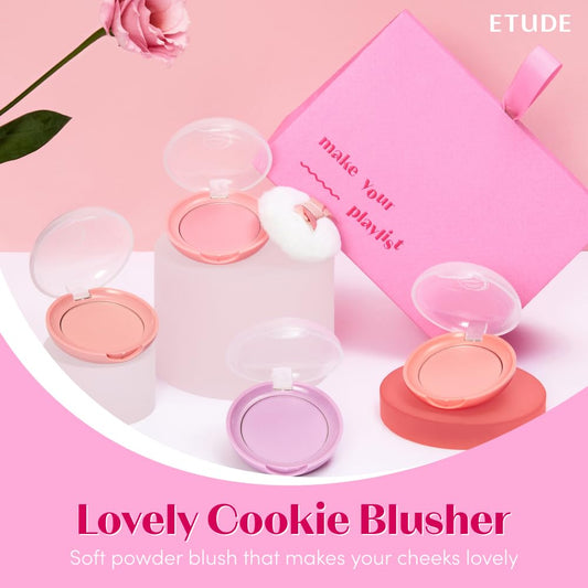 ETUDE Lovely Cookie Blusher built-in puff close-up for easy application
