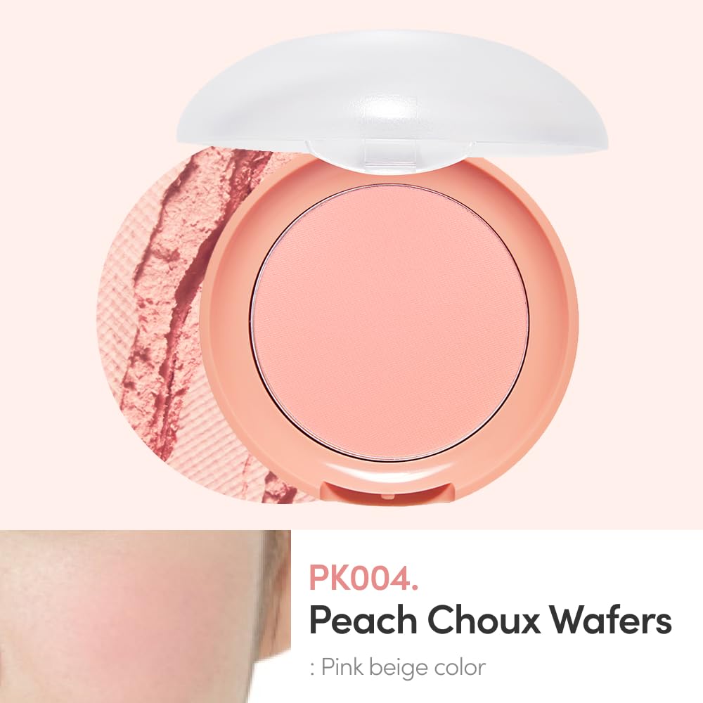ETUDE Lovely Cookie Blusher swatch on skin showing natural peach tone