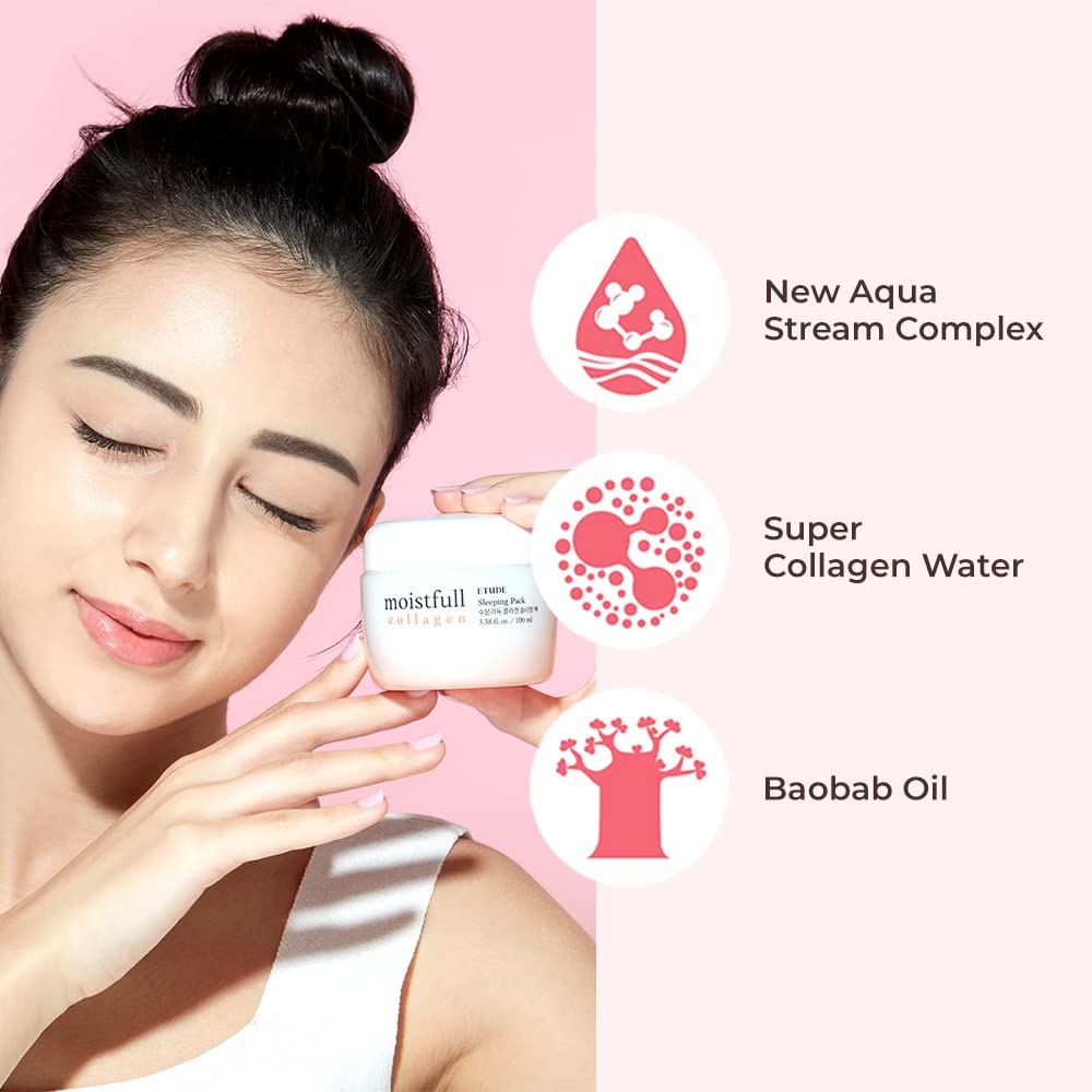 ETUDE Moistfull sleeping pack on nightstand, ready for a calming bedtime routine