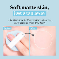 ETUDE SebumSoak blotting-powder form absorbs excess oil without heaviness.