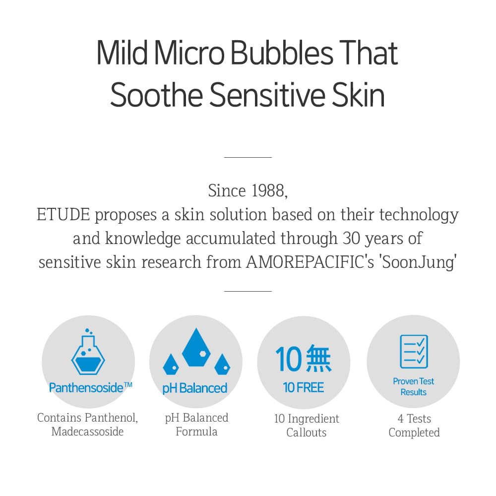ETUDE SoonJung whipped foam close-up illustrates soft, moisturizing bubbles