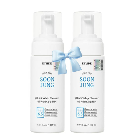 ETUDE SoonJung pH 6.5 whip cleanser bottle shows gentle, skin-friendly cleansing