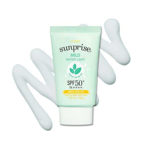 ETUDE Sunprise mild-weightless bottle front view, showing compact sunscreen for sensitive skin.